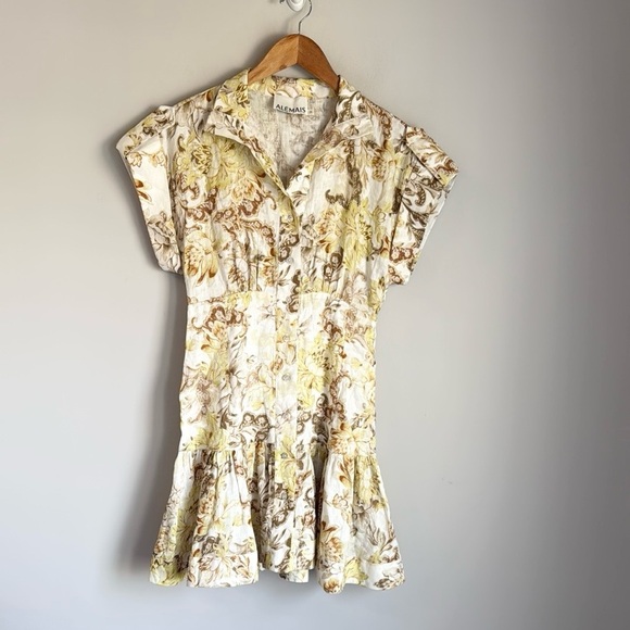 ALEMAIS linen floral mini dress 8 - Picture 1 of 12